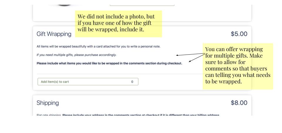 Adding gift wrapping ability to you PopUp
